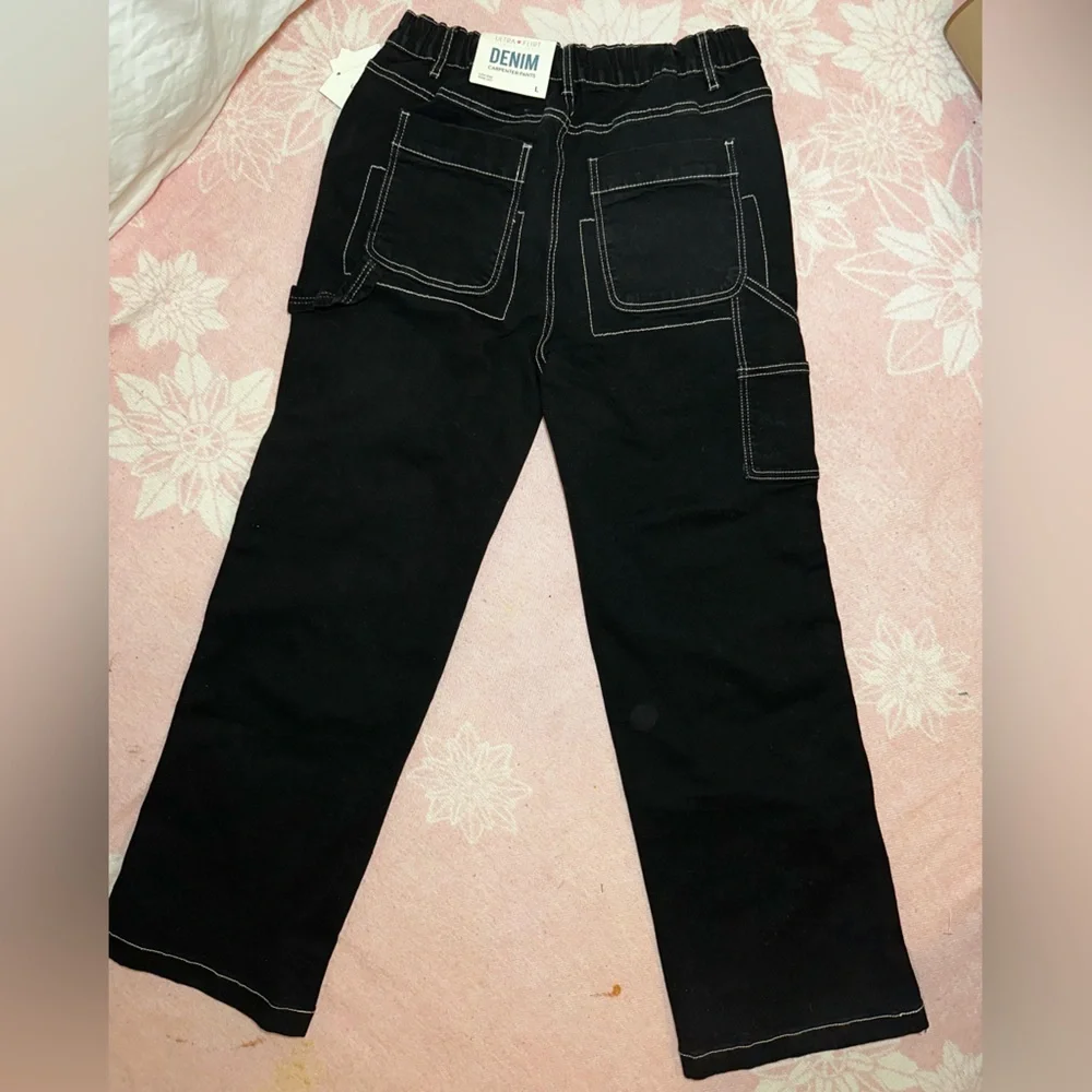 Ultra Flirt Black Carpenter Pants with White Stitching - Picture 3 of 6